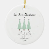 Unser erstes Weihnachtsfest Verheiratet Mr. & Mrs. Keramik Ornament (Vorne)