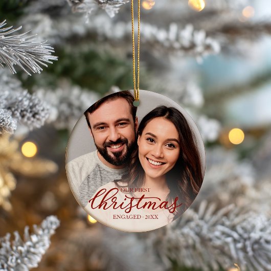 Unser erstes Weihnachtsfest Verlobt Elegante Rote Keramik Ornament