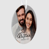 Unser erstes Weihnachtsfest Verlobt Elegantes Schw Ornament (Vorderseite)