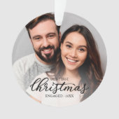 Unser erstes Weihnachtsfest Verlobt Elegantes Schw Ornament (Vorderseite)