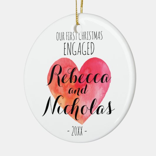 Unser erstes Weihnachtsfest verlobt oder zusammen Keramikornament (Links)