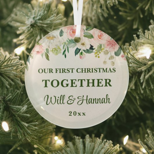 Unser erstes Weihnachtsfest zusammen Personalisier Ornament Aus Glas (InSitu)