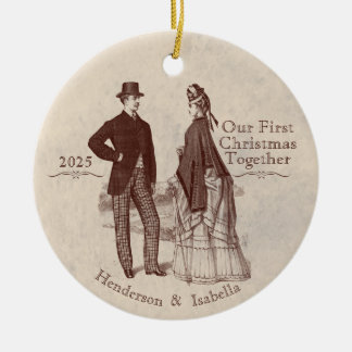 Unser erstes Weihnachtsfest zusammen Vintag Keramik Ornament