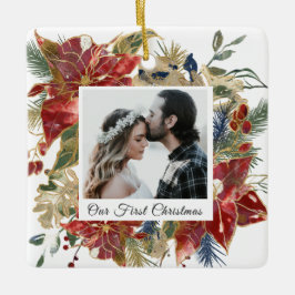 Unser erstes Weihnachtsfoto Elegant Keramikornament