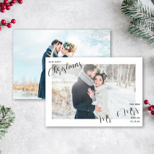 Unser erstes Weihnachtsfrisch verheiratetes Foto Feiertagskarte