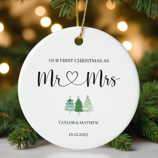 Unser erstes Weihnachtsgeschenk als Mr. & Mrs. Ver Keramik Ornament