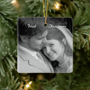 Unser erstes Weihnachtsgeschenk Aquamarin Damaske  Keramikornament