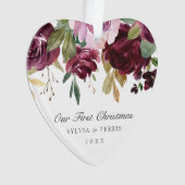 Unser erstes Weihnachtsgeschenk Elegantes Pflaumen Ornament (Vorderseite)