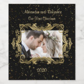 Unser erstes Weihnachtsgeschenk Schwarz Weinetikett (Einzelnes Label)