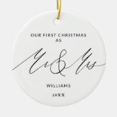 Unser erstes Weihnachtsgewohnheitsrecht Minimalist Keramik Ornament (Vorne)