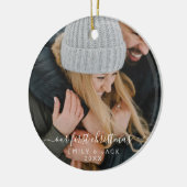 Unser erstes Weihnachtshandbrief-Foto Keramik Ornament (Links)