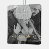 Unser erstes Weihnachtshandbrief-Foto Keramikornament (Links)