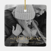 Unser erstes Weihnachtshandbrief-Foto Keramikornament (Rückseite)