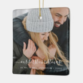 Unser erstes Weihnachtshandbrief-Foto Keramikornament (Links)