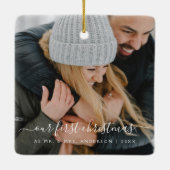 Unser erstes Weihnachtshandbrief-Foto Keramikornament (Rückseite)