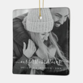 Unser erstes Weihnachtshandbrief-Foto Keramikornament (Links)