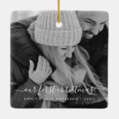 Unser erstes Weihnachtshandbrief-Foto Keramikornament (Rückseite)