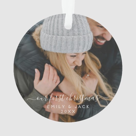 Unser erstes Weihnachtshandbrief-Foto Ornament (Rückseite)