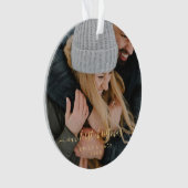 Unser erstes Weihnachtshandbrief-Foto Ornament (Vorderseite)