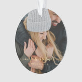 Unser erstes Weihnachtshandbrief-Foto Ornament (Vorderseite)