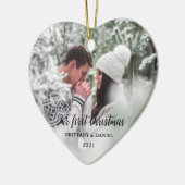 Unser erstes Weihnachtsherz-Foto Keramik Ornament (Links)