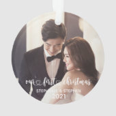 Unser erstes Weihnachtsherz Handschrift Foto Ornament (Rückseite)