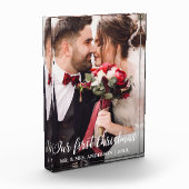 Unser erstes Weihnachtshochzeits-Foto-Weiß-Skript Fotoblock (Links)