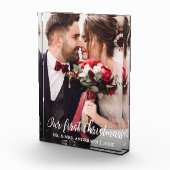 Unser erstes Weihnachtshochzeits-Foto-Weiß-Skript Fotoblock (Rechts)