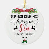 Unser erstes Weihnachtsleben in Sin Funny Couple Keramik Ornament (Vorne)