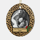 Unser erstes Weihnachtsleopard-Druckwerk Keramikornament (Links)