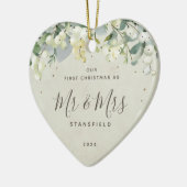 Unser erstes Weihnachtslied - Mr. & Mrs. Foto Hear Keramik Ornament (Links)