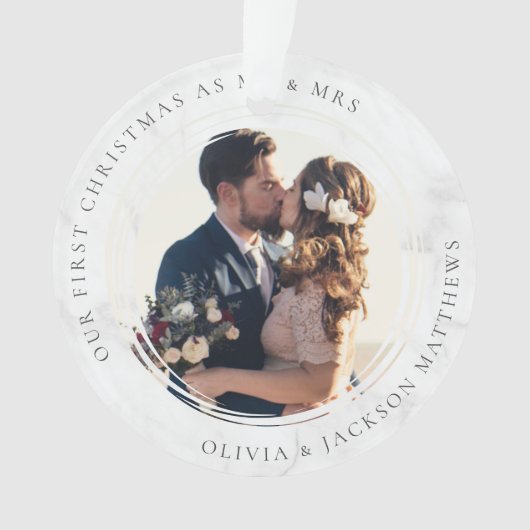 Unser erstes Weihnachtslied Mr. & Mrs. Foto Ornament (Vorderseite)
