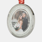 Unser erstes Weihnachtslied Mr. & Mrs. Foto Ornament Aus Metall (Links)