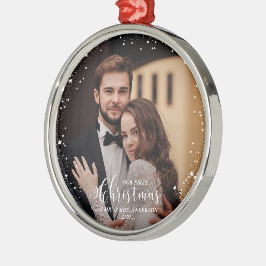 Unser erstes Weihnachtslied und Mrs. Script Couple Ornament Aus Metall (Links)