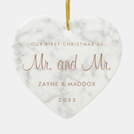 Unser erstes Weihnachtsmarmor-Rose Gold Gay Keramik Ornament