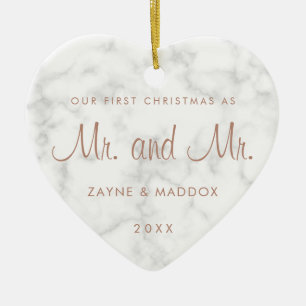 Unser erstes Weihnachtsmarmor-Rose Gold Gay Keramik Ornament