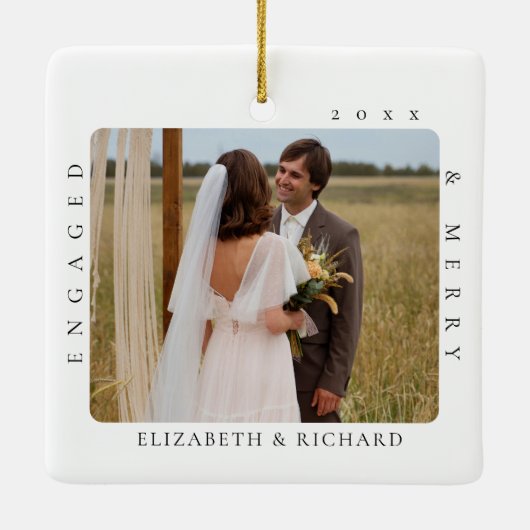 Unser erstes Weihnachtsminimum Modernität Verlobt  Keramikornament (Rückseite)