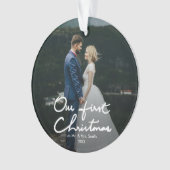 Unser erstes Weihnachtsmodernes Hand-Mit Ornament (Vorderseite)