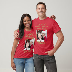 Unser erstes WeihnachtsMr. & Mrs. Red and Gold Fot T-Shirt