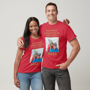 Unser erstes WeihnachtsMr. & Mrs. Red and Gold Fot T-Shirt