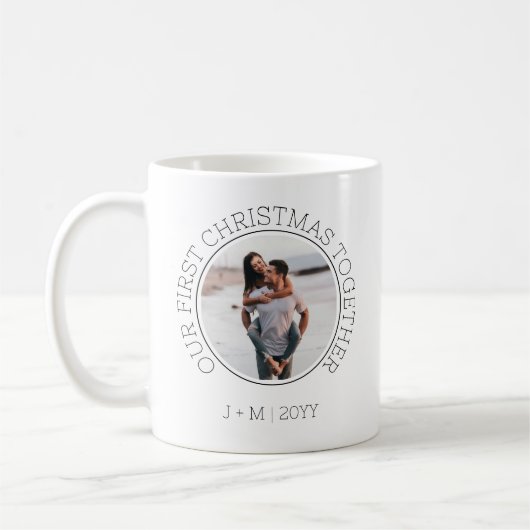 Unser erstes Weihnachtspaar 2 Foto Minimaler Urlau Kaffeetasse (Links)