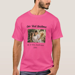 Unser erstes Weihnachtspaar Foto Name Mr. & Mrs. M T-Shirt