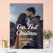 Unser erstes Weihnachtspaar Foto-Name weiß grau Acrylschild (Hochzeit)