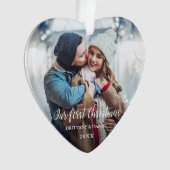 Unser erstes Weihnachtspaar-Foto-rotes Herz S Ornament (Vorderseite)