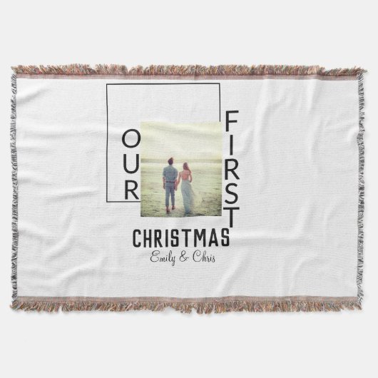 Unser erstes Weihnachtspaar Name Foto minimal Decke (Vorderseite)