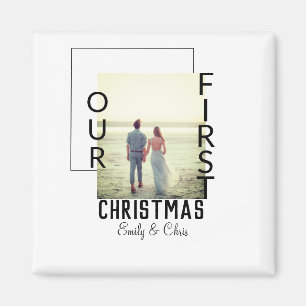 Unser erstes Weihnachtspaar Name Foto minimal Magnet