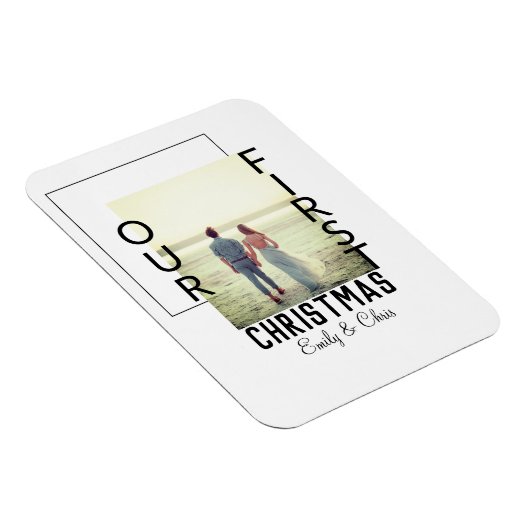 Unser erstes Weihnachtspaar Name Foto minimal Magnet (Rechte Seite)