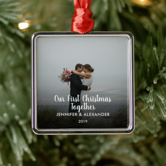 Unser erstes Weihnachtspaar zusammen verheiratetes Ornament Aus Metall (Baum)