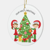 Unser erstes Weihnachtspersonalisiertes Keramikornament (Links)
