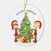 Unser erstes Weihnachtspersonalisiertes Keramikornament (Links)